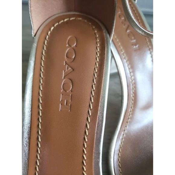 Coach Maya Sandal Women Size 11B Champagne Leather Signature Buckle Bloc… - Picture 3 of 11